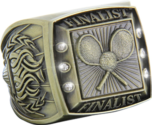Finalist Championship Ring with Activity Insert-Tennis Gold
