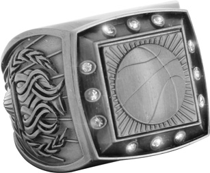 Championship Ring with Activity Insert- Basketball Silver