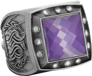 Championship Ring with Purple Center Stone- Silver