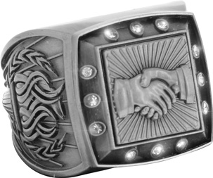 Championship Ring with Activity Insert- Handshake Silver