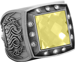 Championship Ring with Yellow Center Stone- Silver