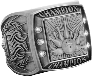 Championship Ring with Activity Insert- Bowling Silver