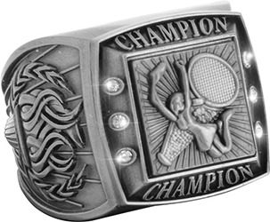 Championship Ring with Activity Insert- Cheer Silver