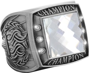 Championship Ring with Clear Center Stone- Silver