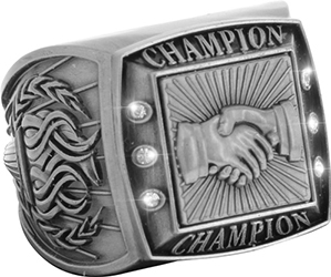 Championship Ring with Activity Insert- Handshake Silver