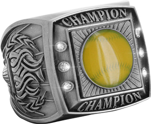 Championship Ring with Activity Insert- Softball Silver