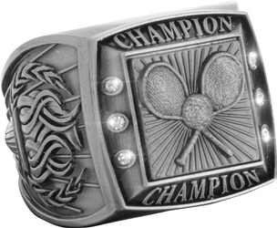 Championship Ring with Activity Insert- Tennis Silver