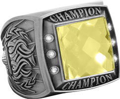 Championship Ring with Yellow Center Stone- Silver