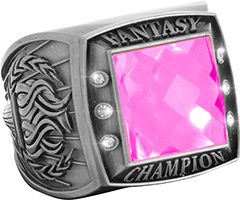 Fantasy Championship Ring with Pink Center Stone- Silver