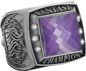 Fantasy Championship Ring with Purple Center Stone- Silver