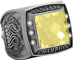 Fantasy Championship Ring with Yellow Center Stone- Silver