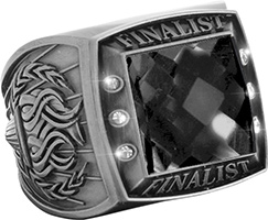 Finalist Championship Ring with Black Center Stone-Silver