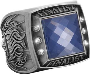 Finalist Championship Ring with Blue Center Stone-Silver