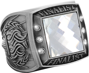 Finalist Championship Ring with Clear Center Stone-Silver