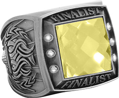 Finalist Championship Ring with Yellow Center Stone-Silver