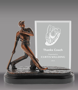Baseball Bronze Resin with Engravable Jade Crystal