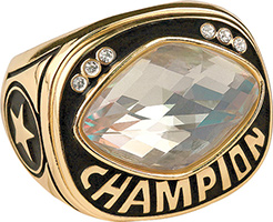 Clear Cut Glass Champion Ring- Gold