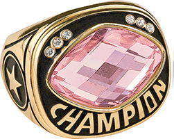 Pink Cut Glass Champion Ring- Gold