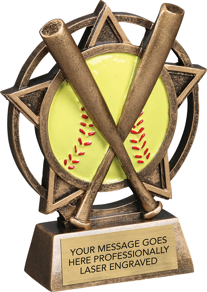 Softball Orbit Resin Sculpture Trophy