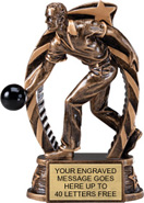 Bowling Male Star Flame Resin Trophy
