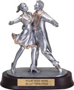 Modern Dancing Couple Pewter Finish Resin Trophy