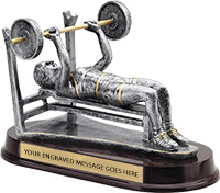 Weightlifter Bench Press Pewter Finish Resin Trophy - Female