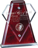 Rosewood Piano-finish Award with Diamond-Shaped Engravable Glass Plate