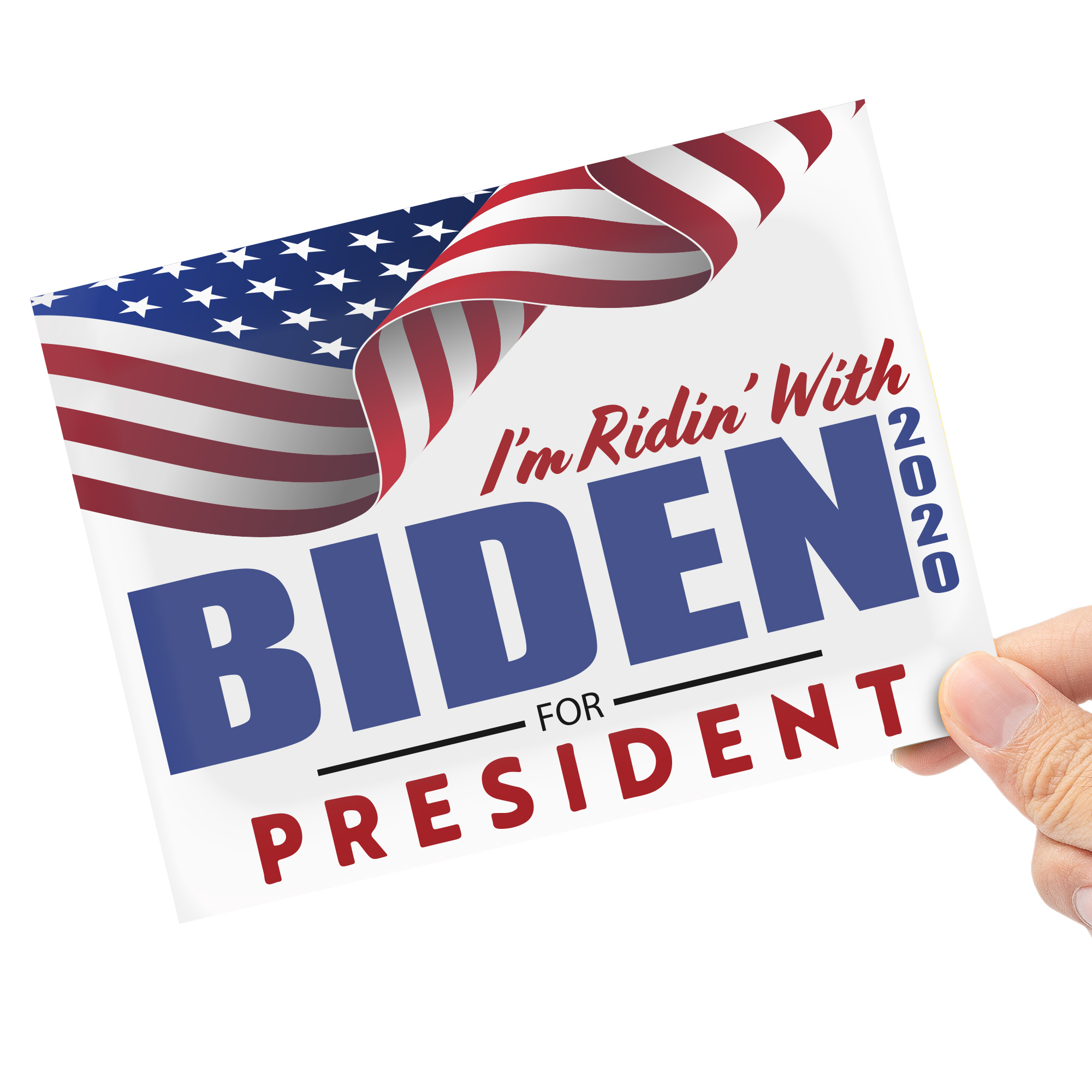 I'm Ridin' with Biden Waving Flag Vinyl Sticker - 6 x 4.5 inch