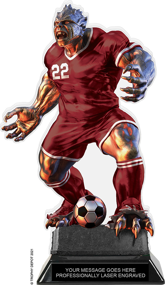 Beast Soccer Choose Your Number Acrylic Trophy - 10 inch Maroon