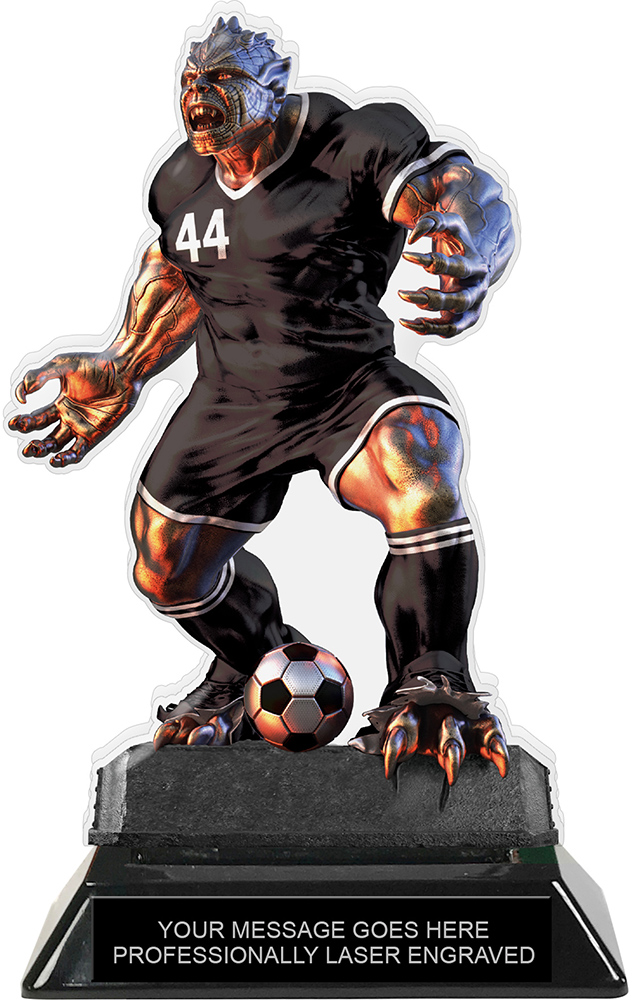 Beast Soccer Choose Your Number Acrylic Trophy - 7 inch Black