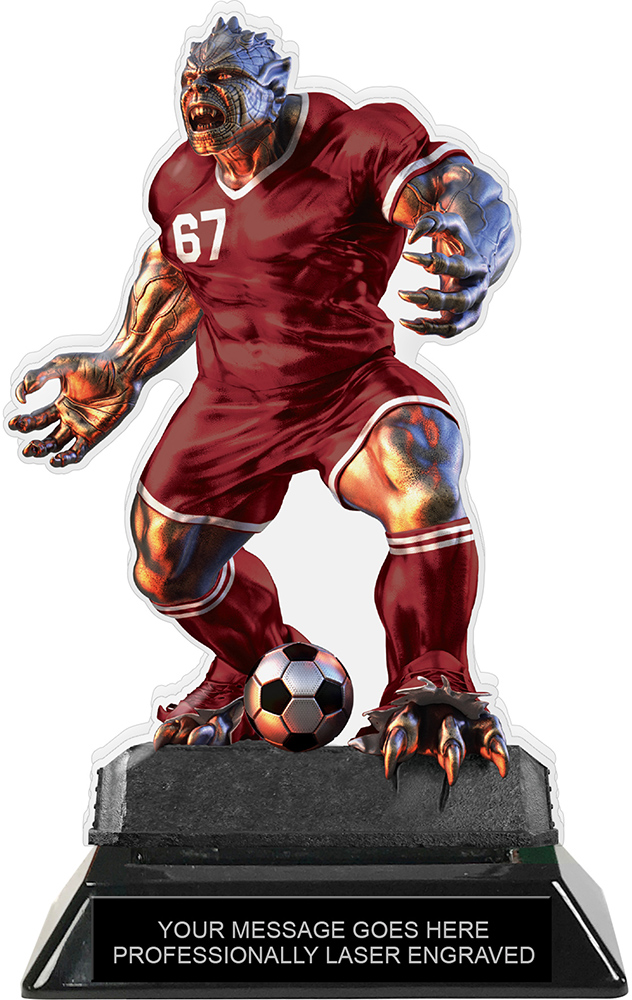 Beast Soccer Choose Your Number Acrylic Trophy - 7 inch Maroon