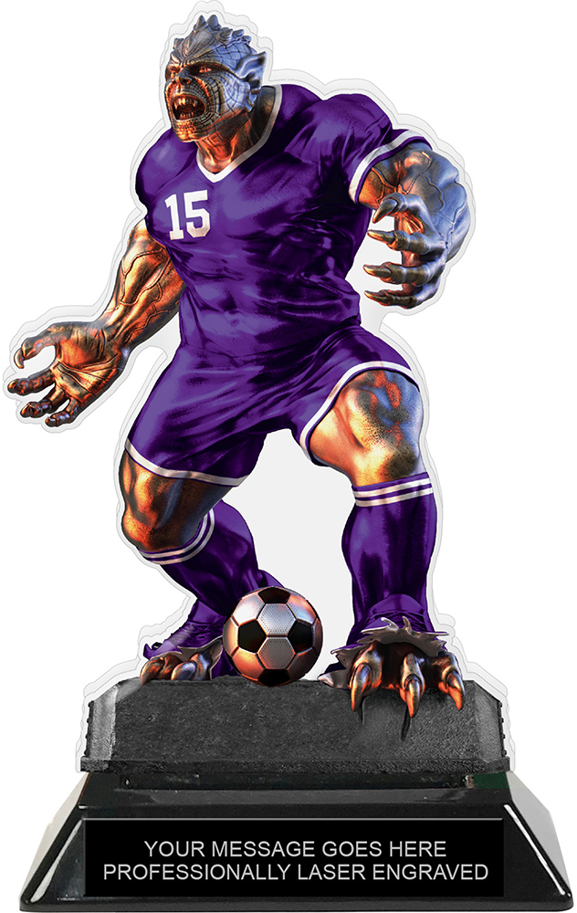 Beast Soccer Choose Your Number Acrylic Trophy - 7 inch Purple