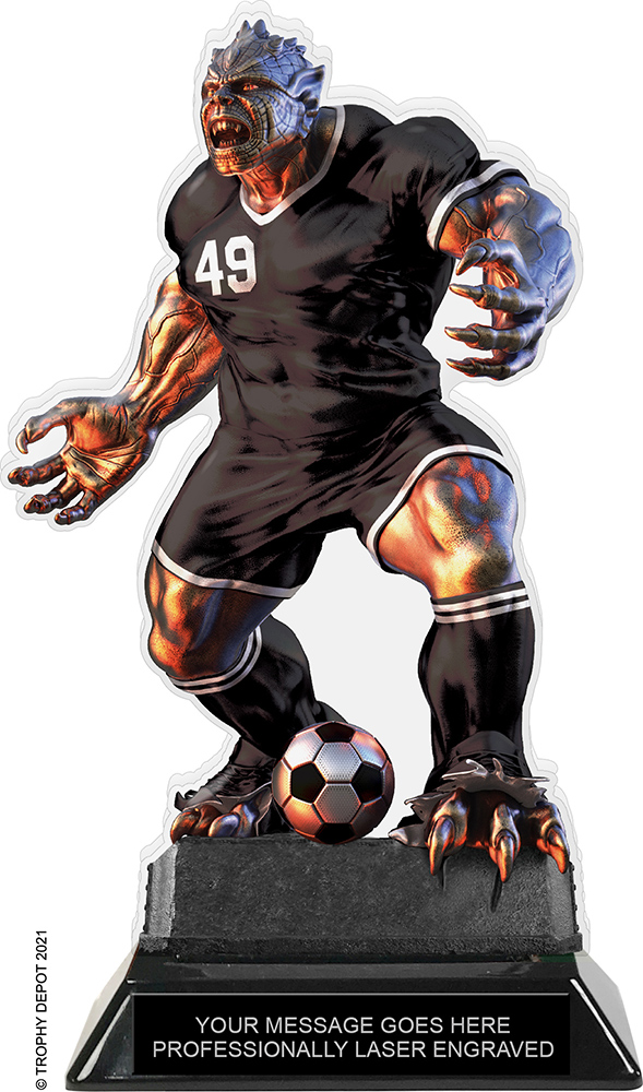 Beast Soccer Choose Your Number Acrylic Trophy - 8.5 inch Black