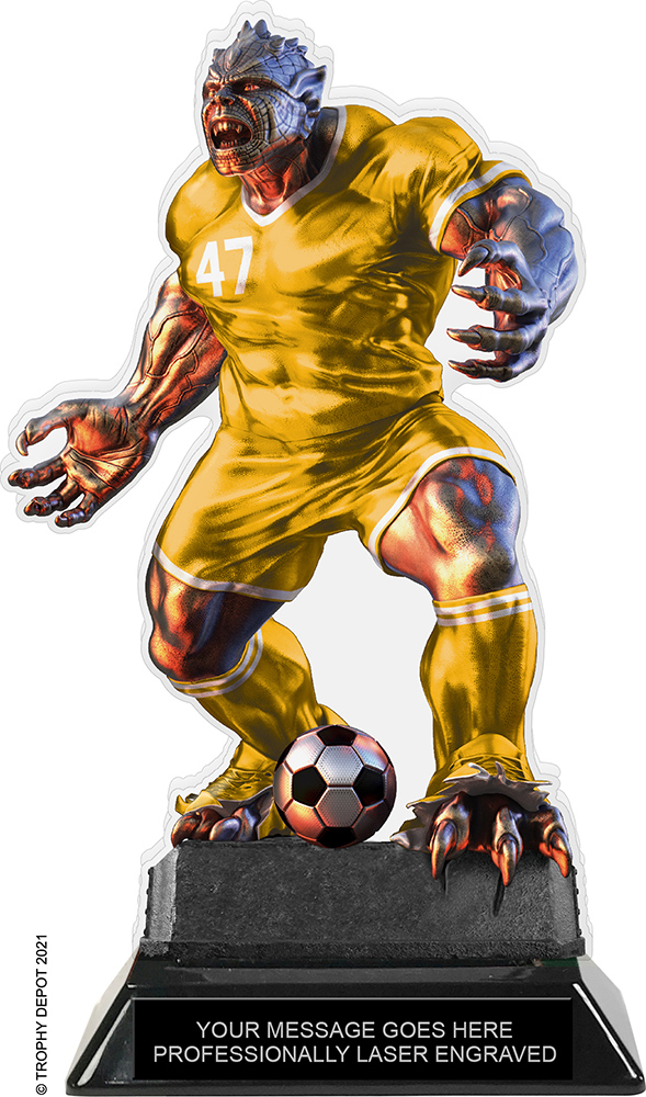 Beast Soccer Choose Your Number Acrylic Trophy - 8.5 inch Gold