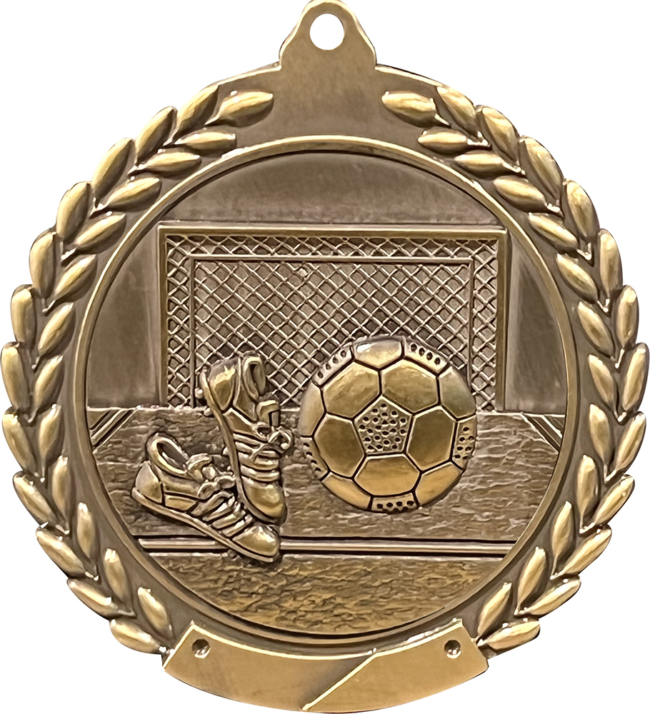 Soccer 1.75 inch Wreath Framed Diecast Medal