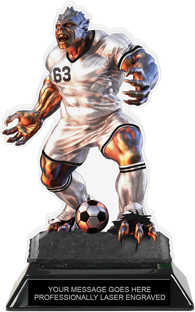 Beast Soccer Choose Your Number Acrylic Trophy - 7 inch White