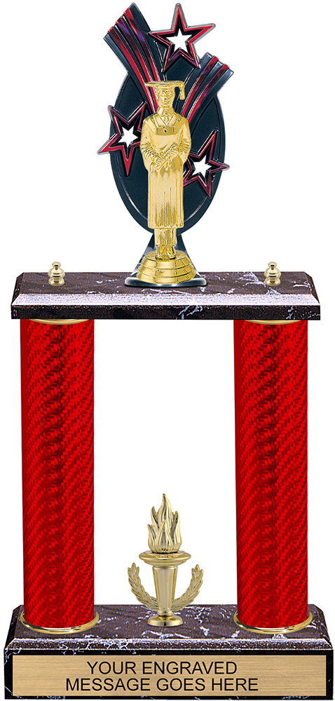 Triple Star Backdrop Two-Post Trophy - 17 inch