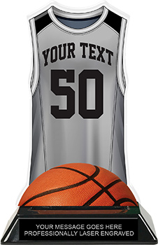 Basketball Jersey Colorix-T Acrylic Trophy- Gray