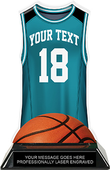 Basketball Jersey Colorix-T Acrylic Trophy- Teal