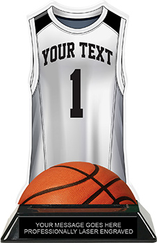 Basketball Jersey Colorix-T Acrylic Trophy- White