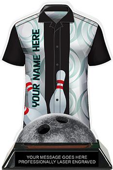 Bowling Shirt Colorix-T Acrylic Trophy- Teal Spiral