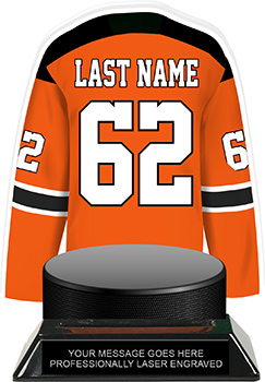 Hockey Jersey Colorix-T Acrylic Trophy- Orange