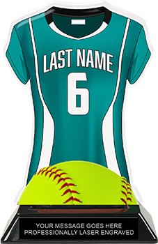 Softball Jersey Colorix-T Acrylic Trophy- Teal