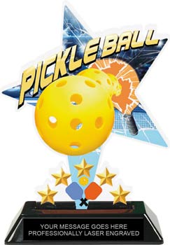 Pickleball Shattered Star Colorix Acrylic Trophy- 7 inch