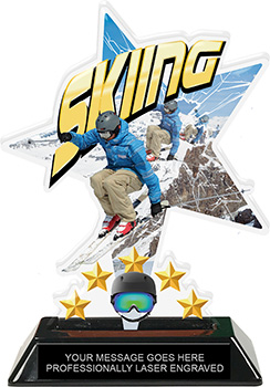 Skiing Shattered Star Colorix Acrylic Trophy- 7 inch