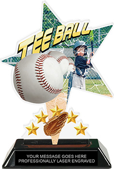 Tee Ball Shattered Star Colorix Acrylic Trophy- 7 inch