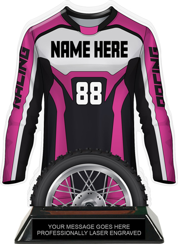 Motocross Jersey Colorix-T Acrylic Trophy - Pink