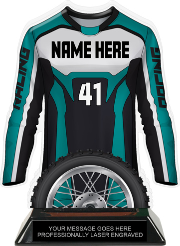 Motocross Jersey Colorix-T Acrylic Trophy - Teal