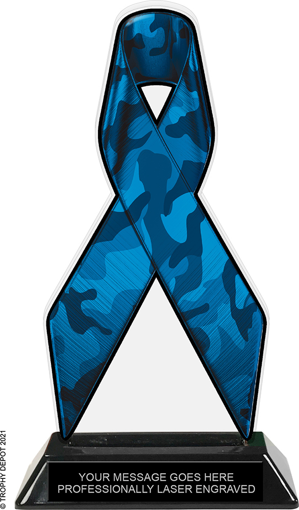 Camouflage Blue Ribbon Colorix-T Acrylic Trophy - 8 inch