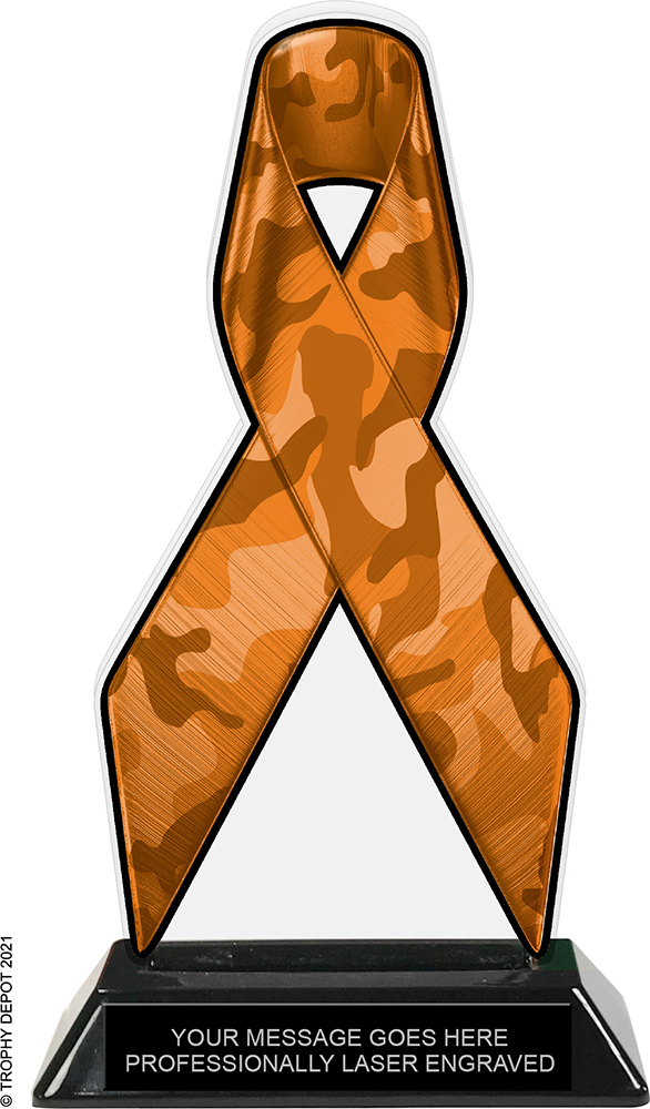 Camouflage Orange Ribbon Colorix-T Acrylic Trophy - 8 inch